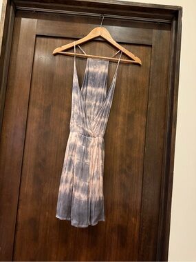Sleeveless Tie-Dye Mini Dress in Blue & Cream